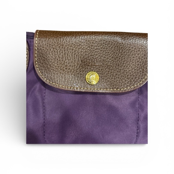 Long champ Chic Purple Tote Bag with Brown Accents - Picture 3 of 8
